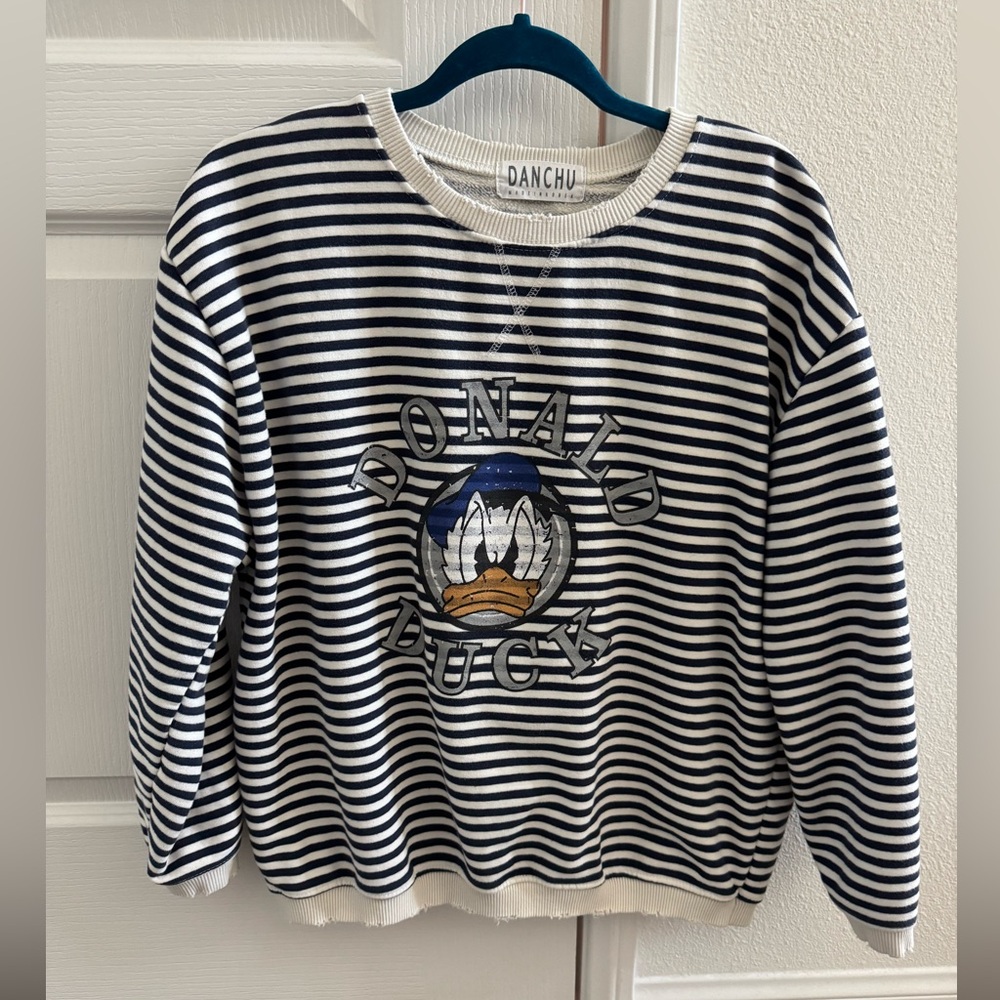 Striped Donald Duck Sweater - Black and White